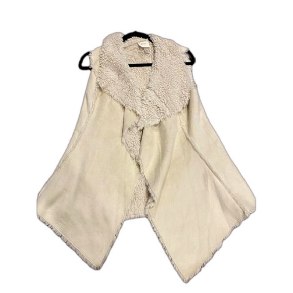 Knox Rose Jackets & Blazers - KNOX ROSE Sherpa Lined Faux Suede womens Vest XS cascading front Cream color